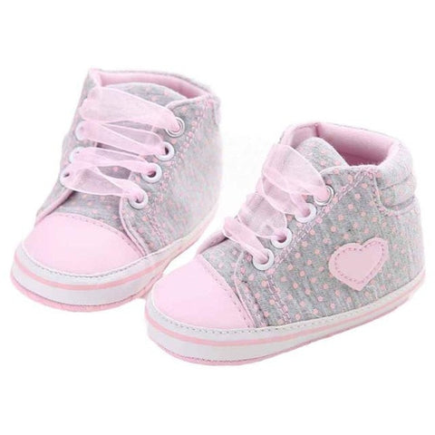 0-18M Baby Girls Shoes Canvas Baby Shoes First walker Sneaker Anti-slip Soft Sole Toddler girls Dot shoes Pink Grey 0-18M Baby Girls Shoes Canvas Baby Shoes First walker Sneaker Anti-slip Soft Sole Toddler girls Dot shoes Pink Grey