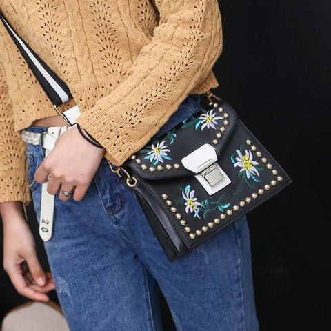women's shoulder bag Embroidery Flower Leather Handbag crossbody bags for women portefeuille femme #5M women's shoulder bag Embroidery Flower Leather Handbag crossbody bags for women portefeuille femme #5M