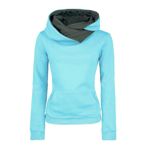 European and American Style Solod Women Sweatshirts Long-sleeve Hooded Jacket Pullover Hoodies Women Slim Fit Design - maciej-store