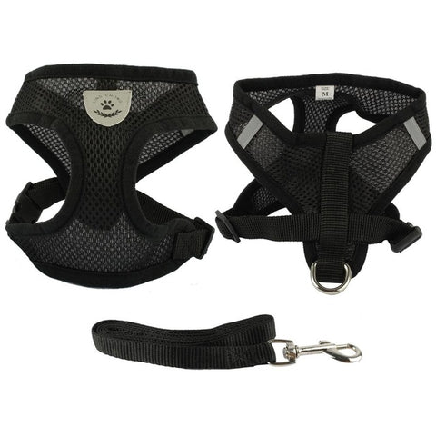 New Soft Breathable Air Nylon Mesh Puppy Dog Pet Cat Harness and Leash Set