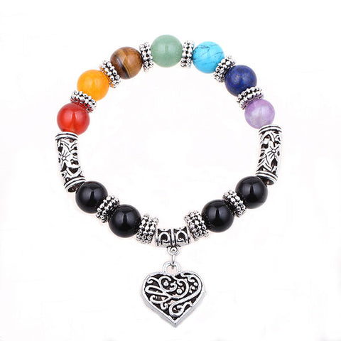 New heart pendant Chakra bracelets for Women Man bracciale uomo tiger eye bracelet natural stone charm bracelet men hombre gift