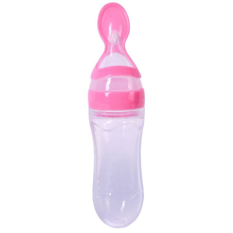 Infant Silica Gel Feeding Bottle With Spoon Food Supplement Rice Cereal Bottle - maciej-store