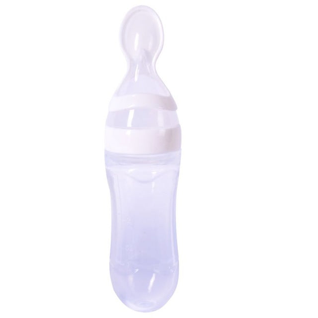 120ML Baby Silicone Squeeze Feeding Bottle with Spoon Food Rice Cereal  Feeder US