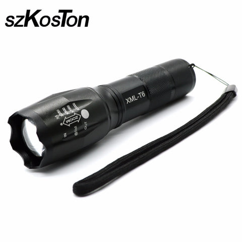 szKosTon XM-L T6 LED Flashlight 3800LM Aluminum Waterproof Zoomable flashlights Torch for 18650 Rechargeable Battery or AAA