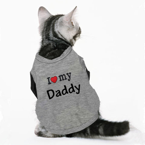 Cute Cat Clothes Cotton Shirt Clothes For Cats Spring Summer Costume Pet Clothing Vest For Cats Love Mommy Daddy Clothes S1 - maciej-store