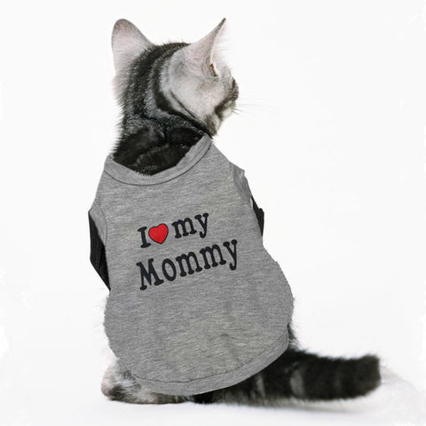 Cute Cat Clothes Cotton Shirt Clothes For Cats Spring Summer Costume Pet Clothing Vest For Cats Love Mommy Daddy Clothes S1 - maciej-store