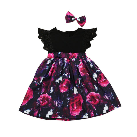 Summer dresses Kids Girl Floral Princess Dress+Headband Outfit Sister Clothes girls dresses children clothes Drop ship