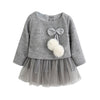 Knitting wool yarn the net hot dress Toddler Baby Kid Girls Long Sleeve Knitted Bow Newborn Tutu Princess Dress 0-24M - maciej-store