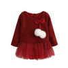 Knitting wool yarn the net hot dress Toddler Baby Kid Girls Long Sleeve Knitted Bow Newborn Tutu Princess Dress 0-24M - maciej-store