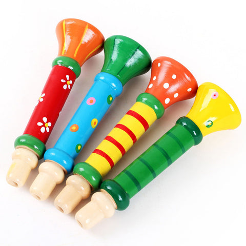 Multi-Color Baby kids Wooden Horn Hooter Trumpet Instruments Music Toys Children Toys Musical Toy Cheering Stick