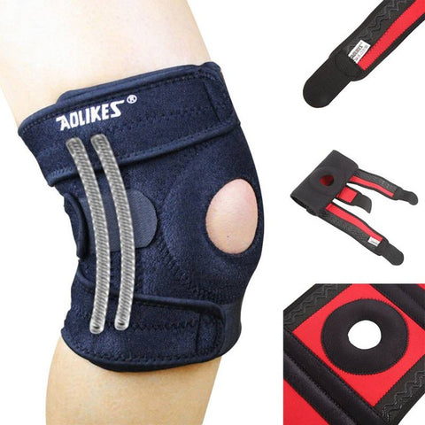 AOLIKES Mountaineering 1 Piece Knee Pad With 4 Springs Support Cycling Knee Protector Mountain Bike Sports Safety kneepad Brace