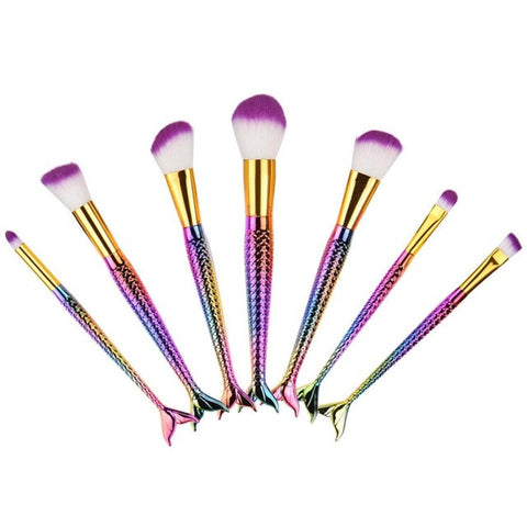 Unicorn Mermaid Makeup Brushes 7pc Fish tail Foundation Brush Portable Makeup Brush Cosmetic Tools Eyeshadow Mermaid brush #601