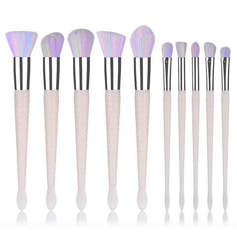 10PCS Makeup Brushes Kit White Clear Foundation Eyebrow Eyeliner Blush Cosmetic Concealer Brushes High Quality maquillaje