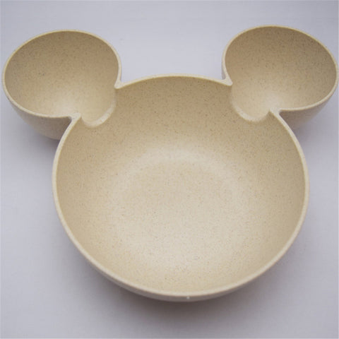 Cartoon baby food set Mickey Wheat Straw baby dish Children 's Rice Bowl Plate Sub - plate Plate Baby  bowl baby kids - maciej-store