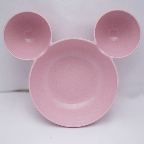 Cartoon baby food set Mickey Wheat Straw baby dish Children 's Rice Bowl Plate Sub - plate Plate Baby  bowl baby kids - maciej-store