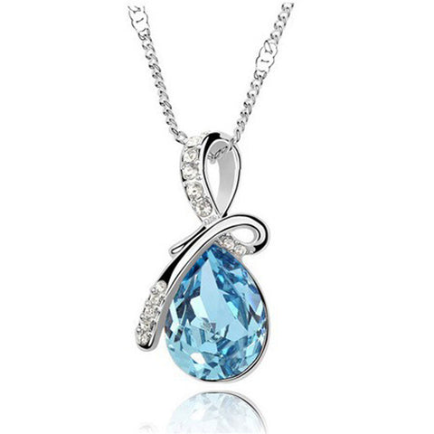 BEST SELLER - Silver Crystal Drop Shape Necklace