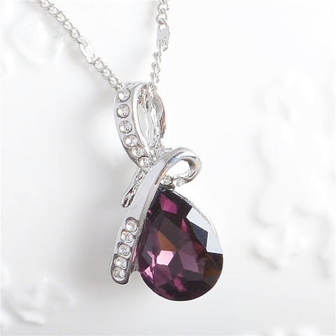 BEST SELLER - Silver Crystal Drop Shape Necklace - maciej-store