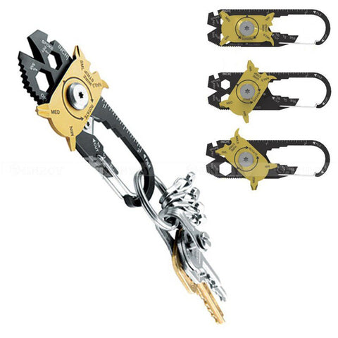 20 In 1 EDC Outdoor Multi Tool Stainless Steel Keychain Key Hanging Bottle Opener Nail Puller Screwdriver